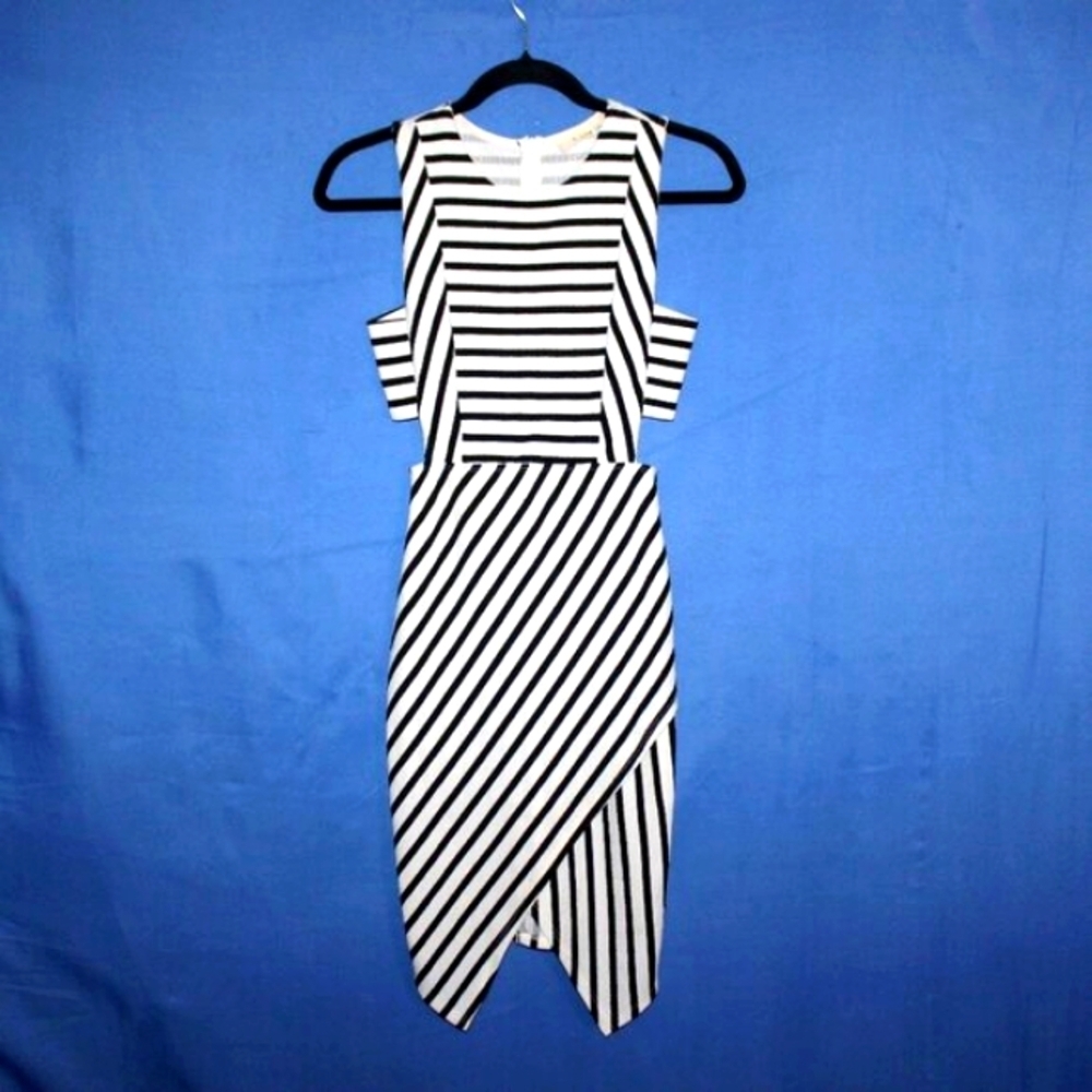 The Vintage Shop Striped Cutout Dress Black White Small